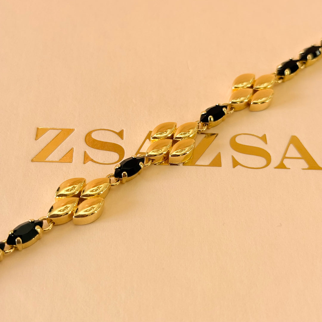 Black marquise Swarovski crystals earrings and bracelet