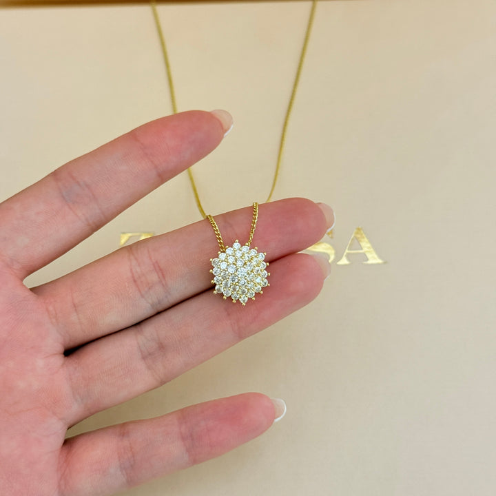 Zircone flower gold plated pendant & bracelet