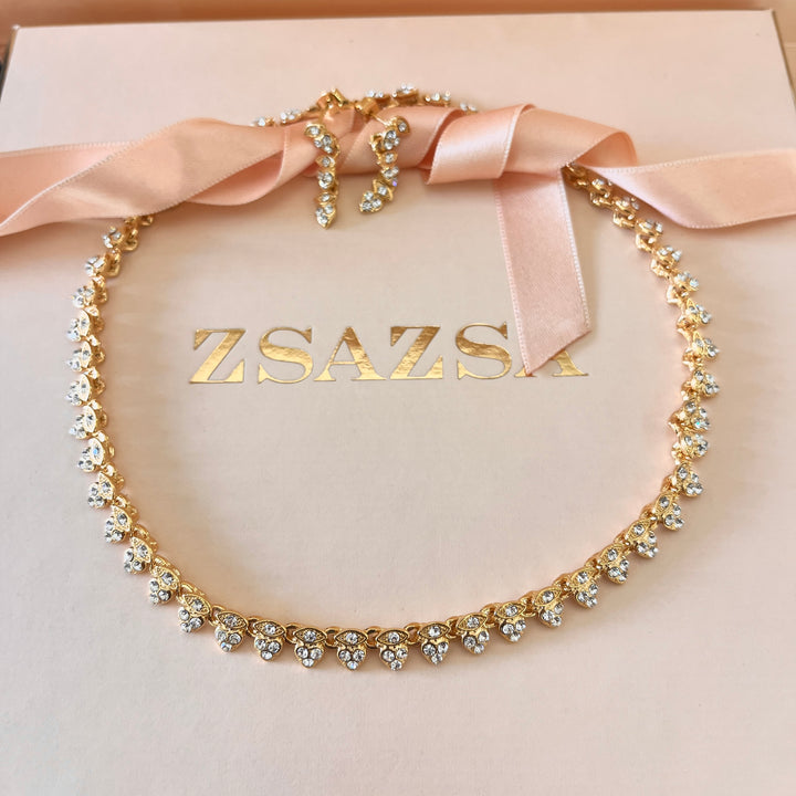 Swarovski crystals heart & marquise shapes gold plated set