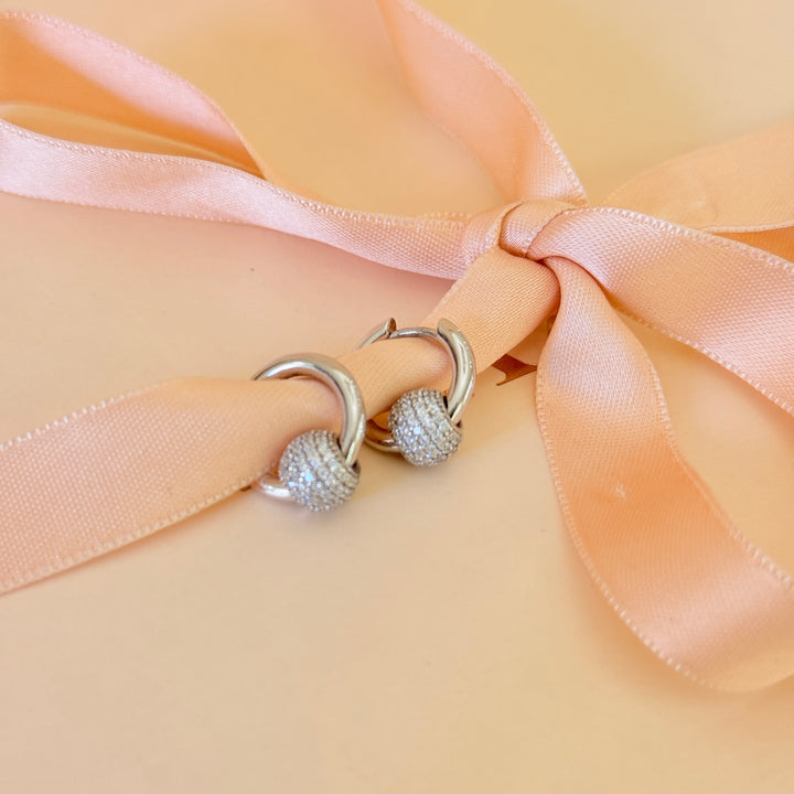 Hoops ball detail zircone Sterling silver