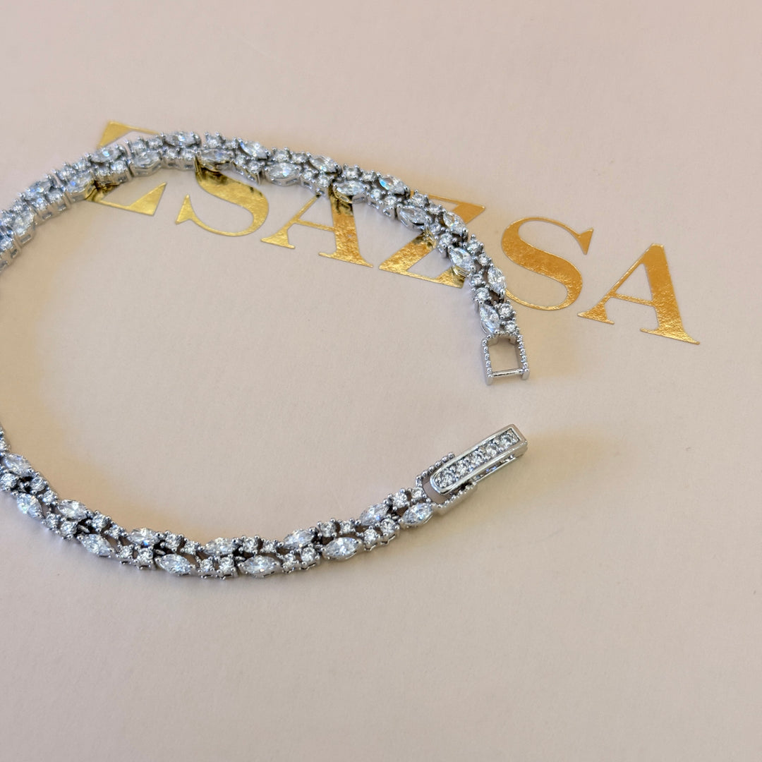 Dainty marquise zircone silver bracelet