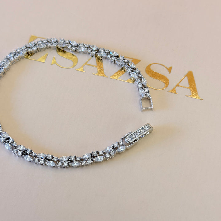Dainty marquise zircone silver bracelet