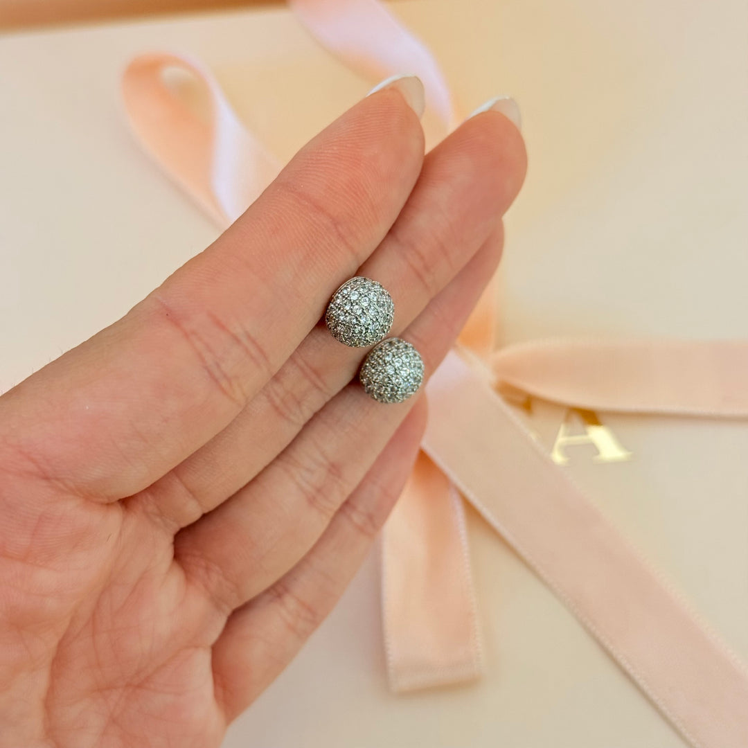 Half ball zircone silver earrings