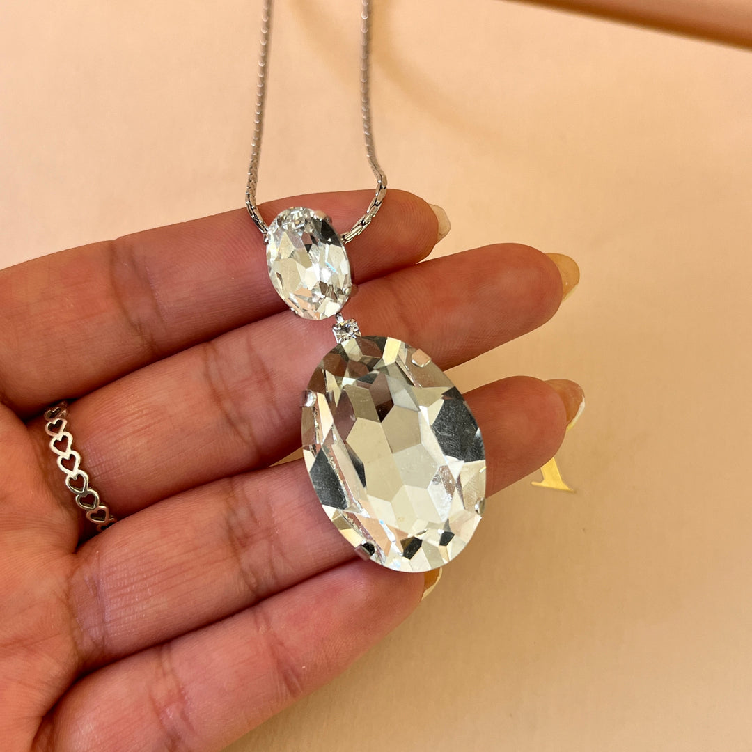Swarovski crystals oval white gold plated pendant