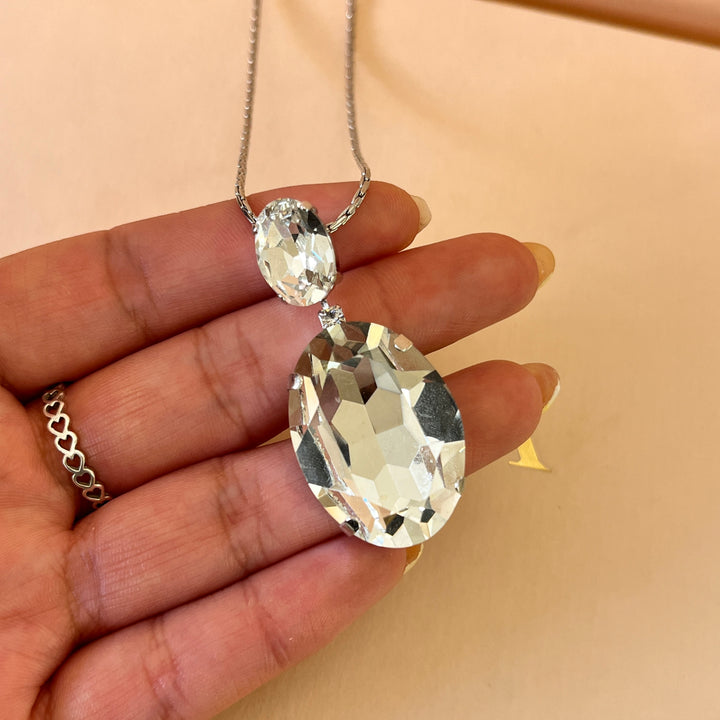 Swarovski crystals oval white gold plated pendant