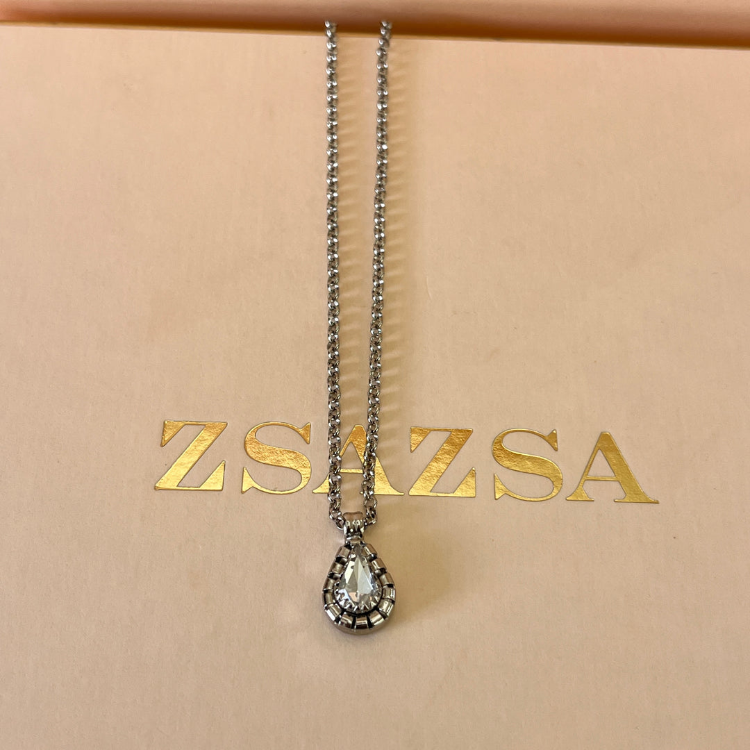 Swarovski crystals teardrop grey gold plated pendant