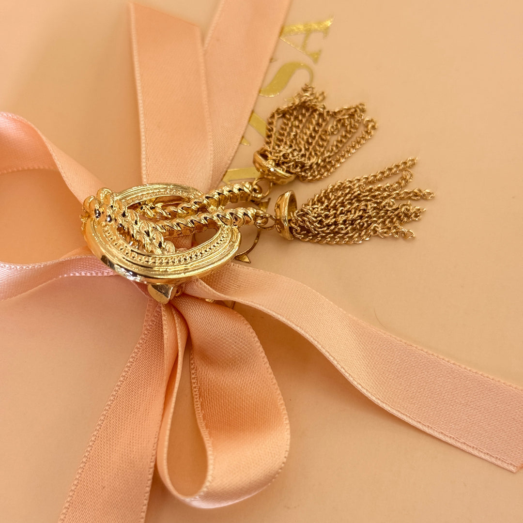Vintage Style Gold Rope & Tassel Brooch