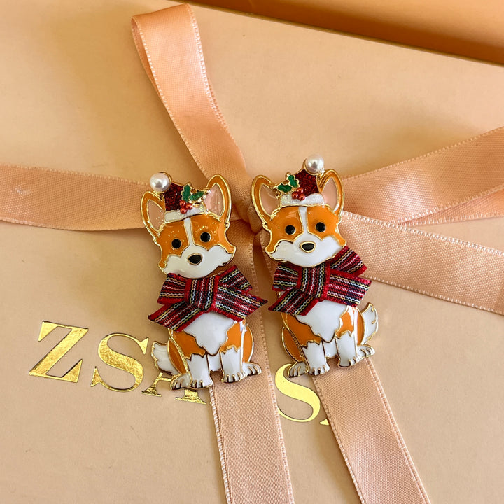 Christmas dogs earrings