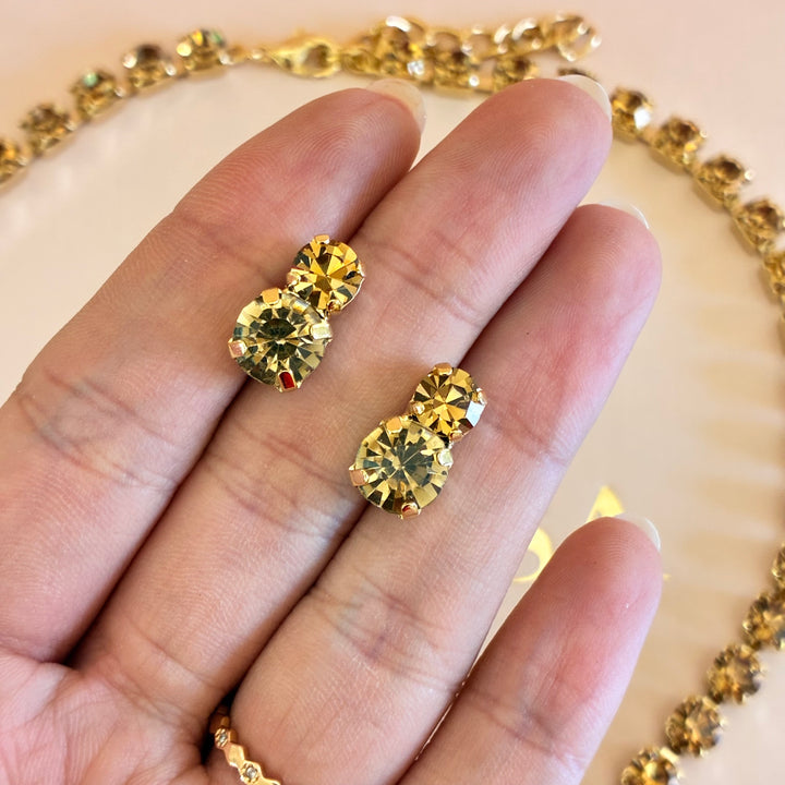 Bronze Swarovski crystals gold plated set