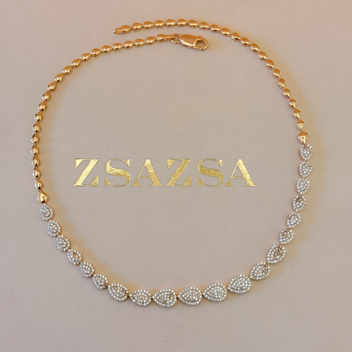 Teardrop zircone sterling silver gold plated necklace