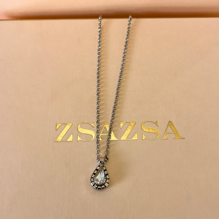 Swarovski crystals teardrop grey gold plated pendant