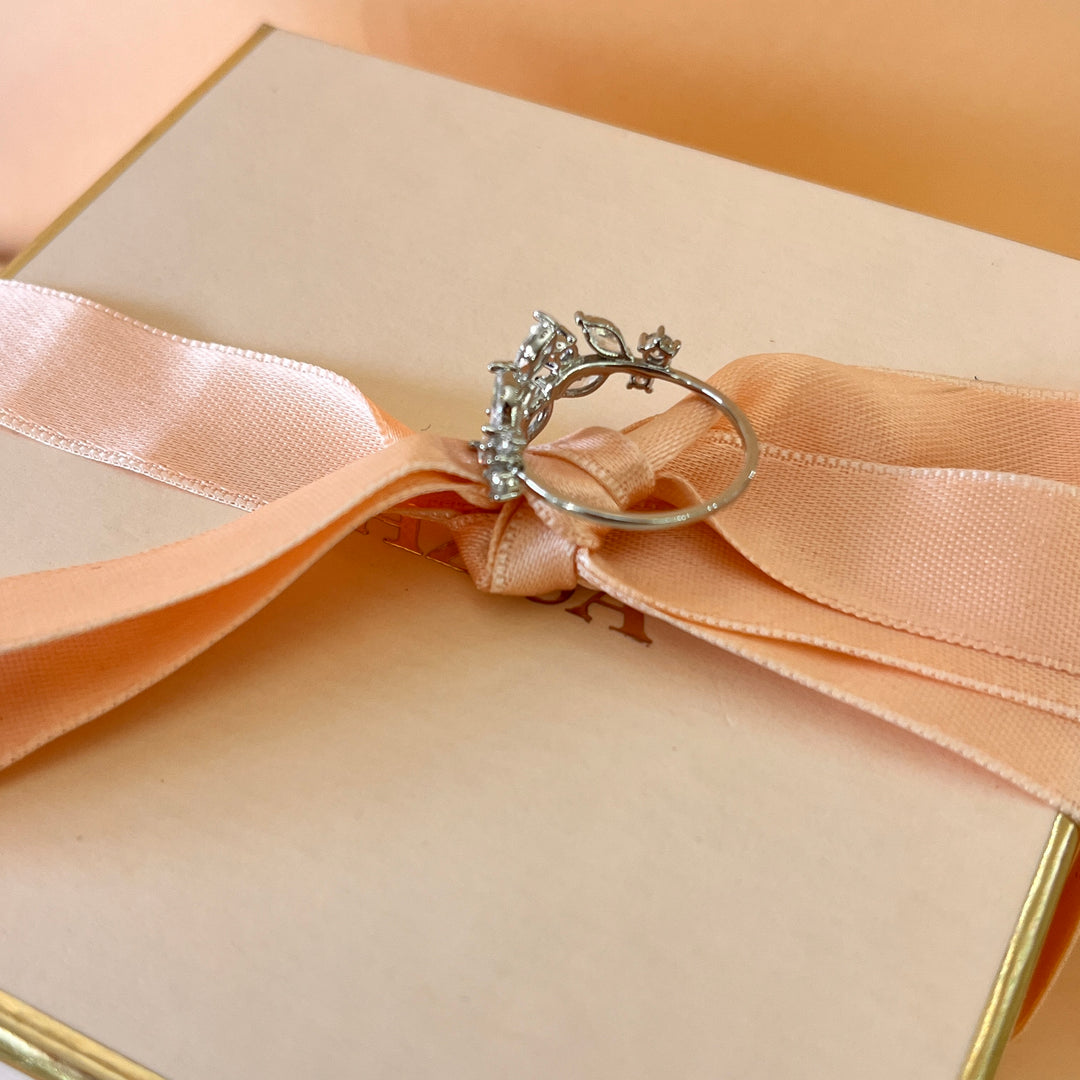 Zircone marquise white gold plated open ring