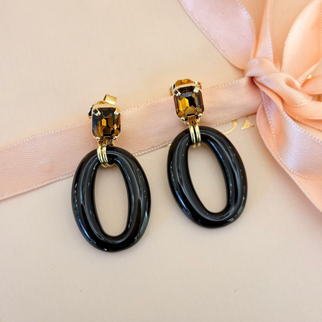 Casual bronze Swarovski crystals gold plated