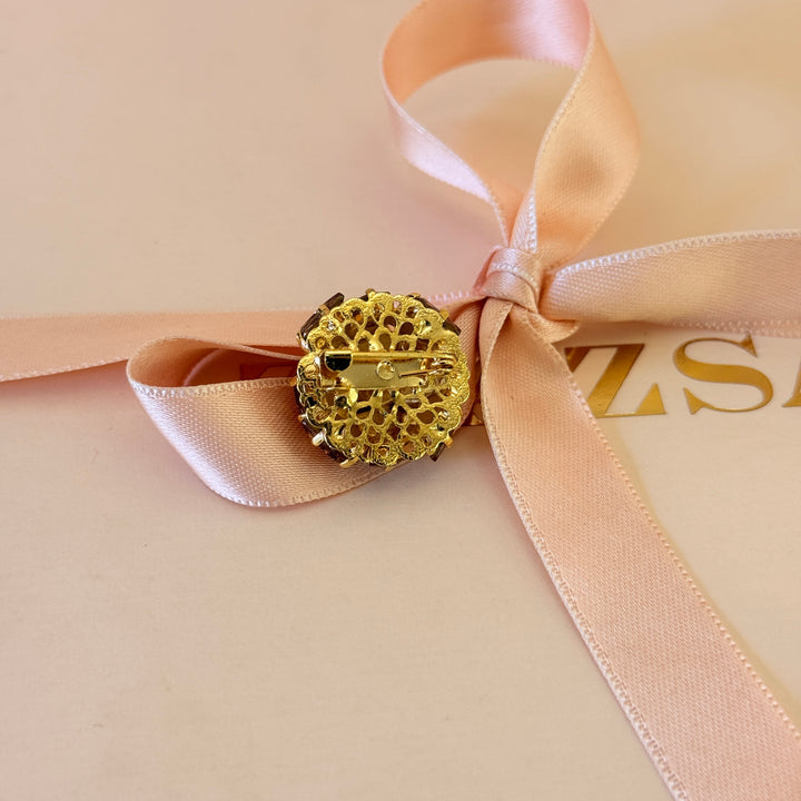 Bronze preciosa crystals gold plated brooch