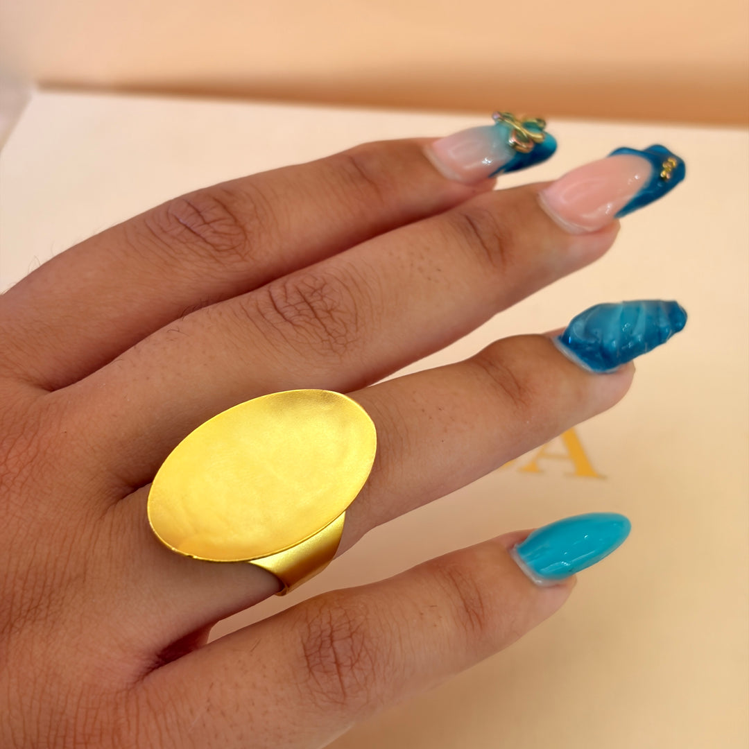 Handmade Oval Plain Gold Ring | Gold Plated | ZsaZsa