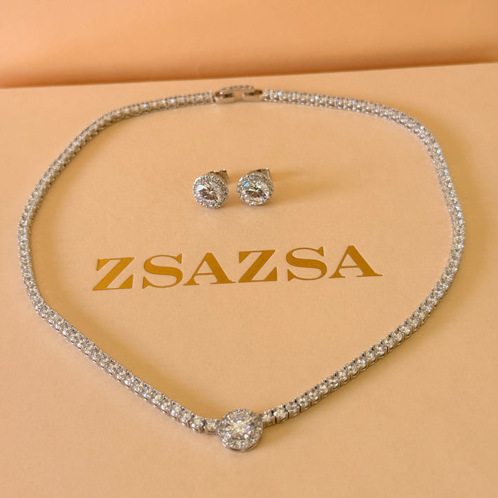 Round simple zircone silver set