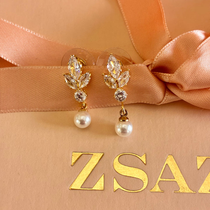 Pearl marquise zircone gold plated set