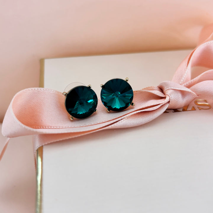 Green stud earrings