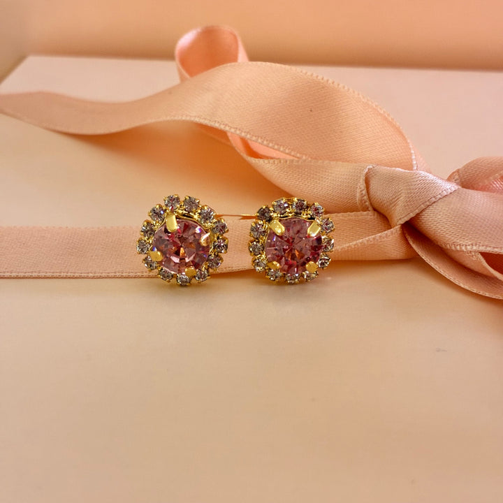 Pink Preciosa crystals gold plated set