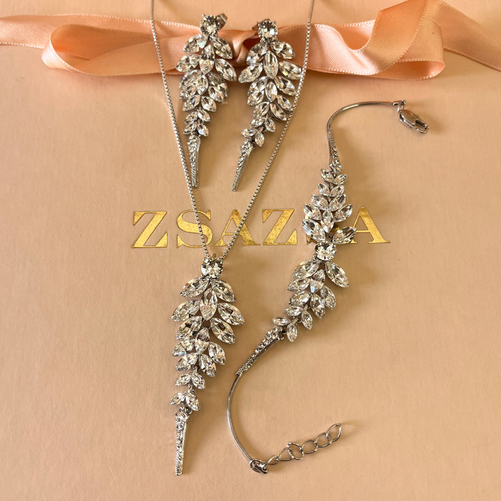 Swarovski crystals marquise white gold plated set