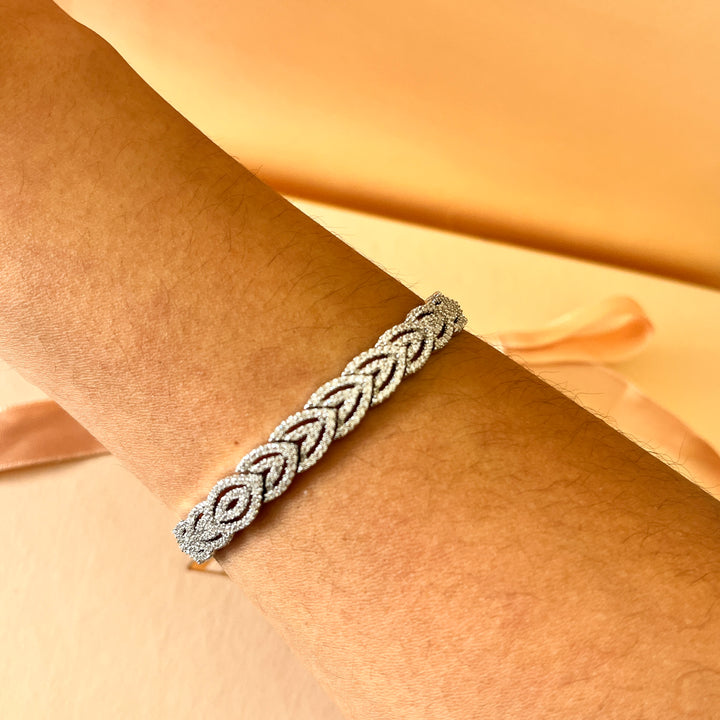 Leaf zircone white gold plated set