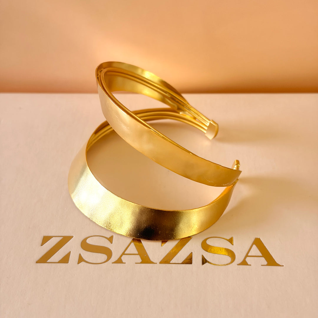 Handmade 2 Row  Gold Bangle | Gold Plated | ZsaZsa