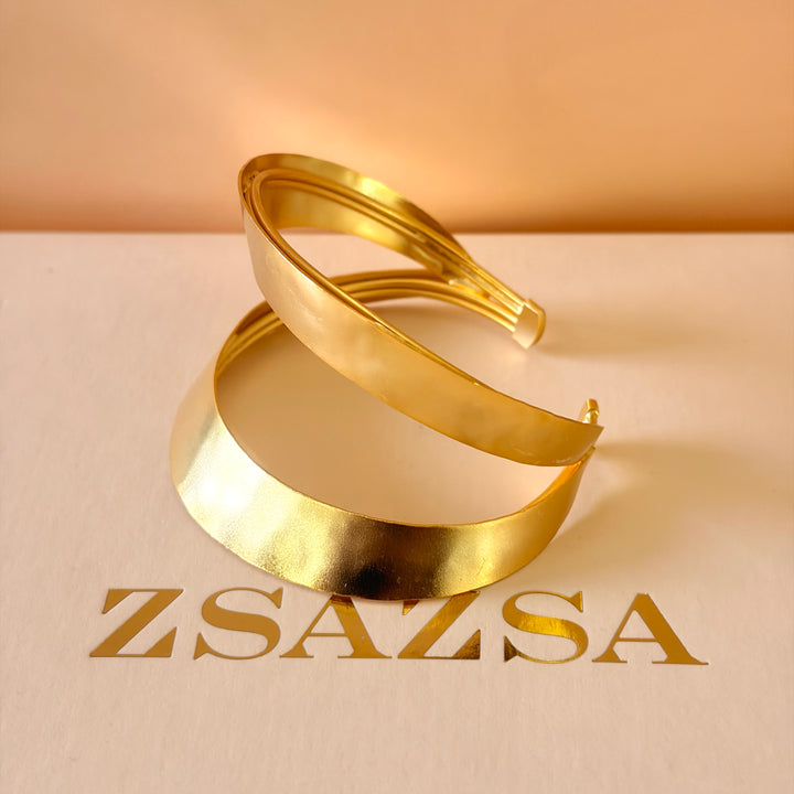 Handmade 2 Row  Gold Bangle | Gold Plated | ZsaZsa