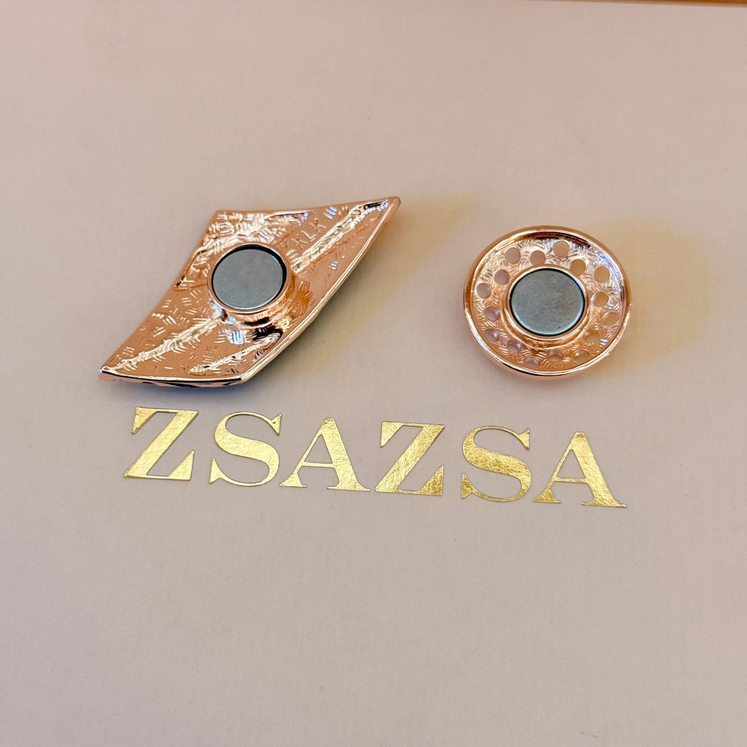 Mixed texture blue enamel rose gold plated set