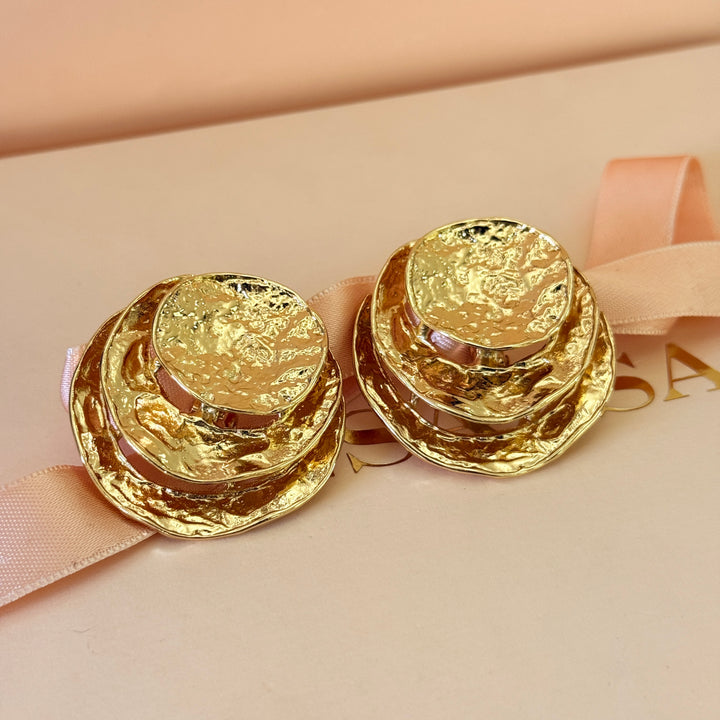 Plain chunky gold plated clip on earrings
