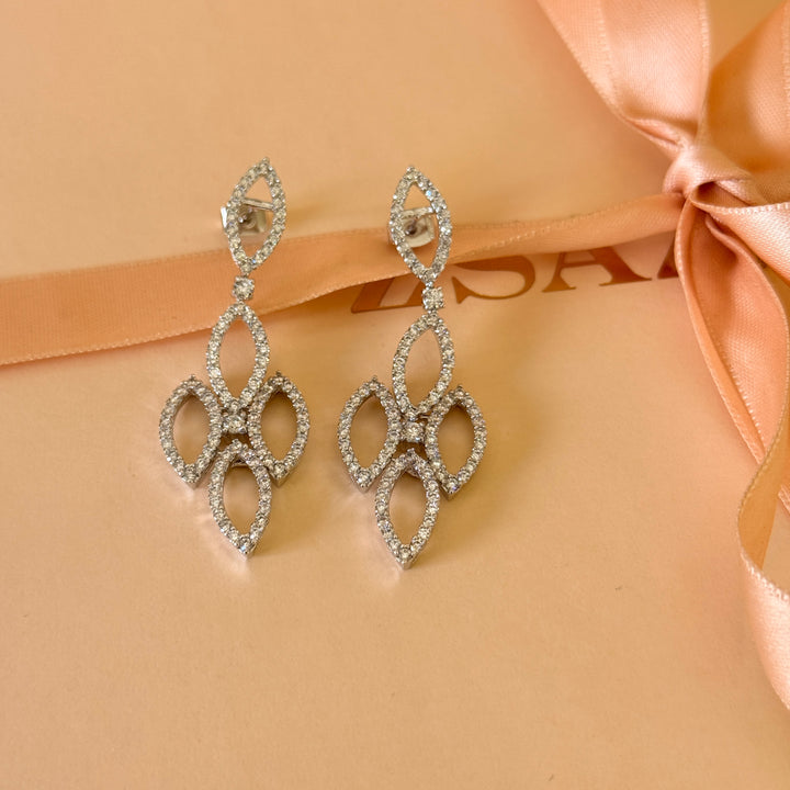 Marquise zircone silver earrings and bracelet