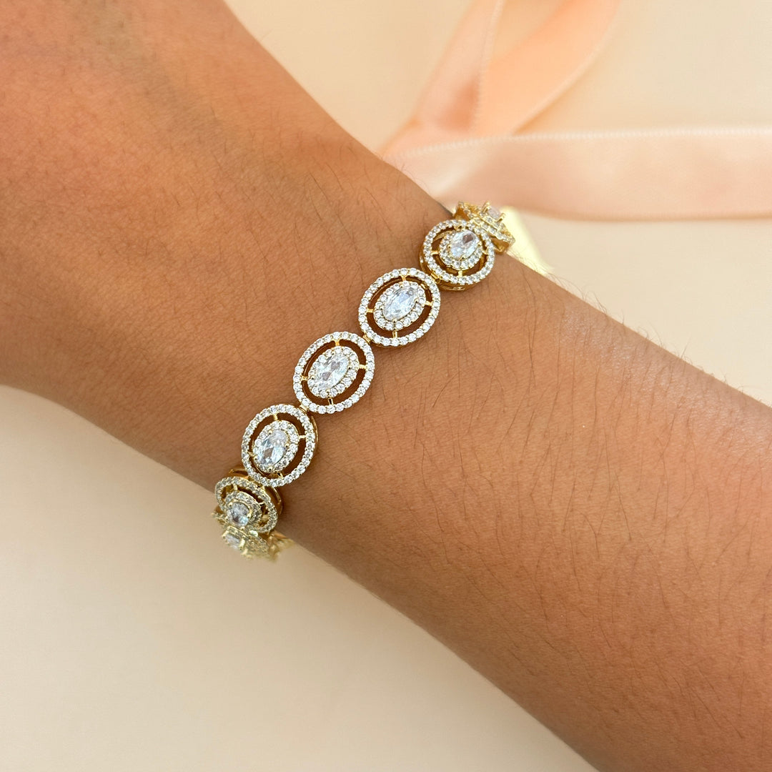 Zircone oval gold plated bracelet