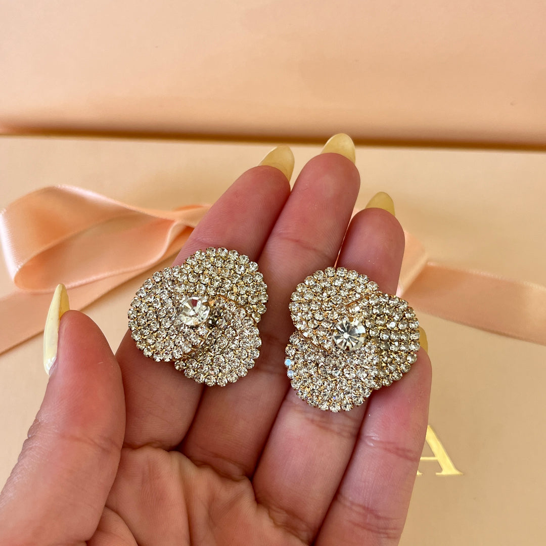 Flower preciosa crystals gold plated studs