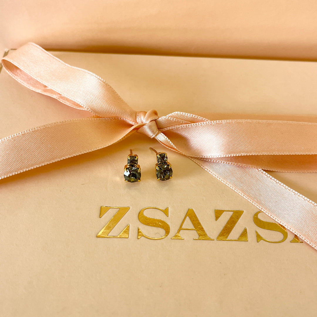 Grey double preciosa crystals studs
