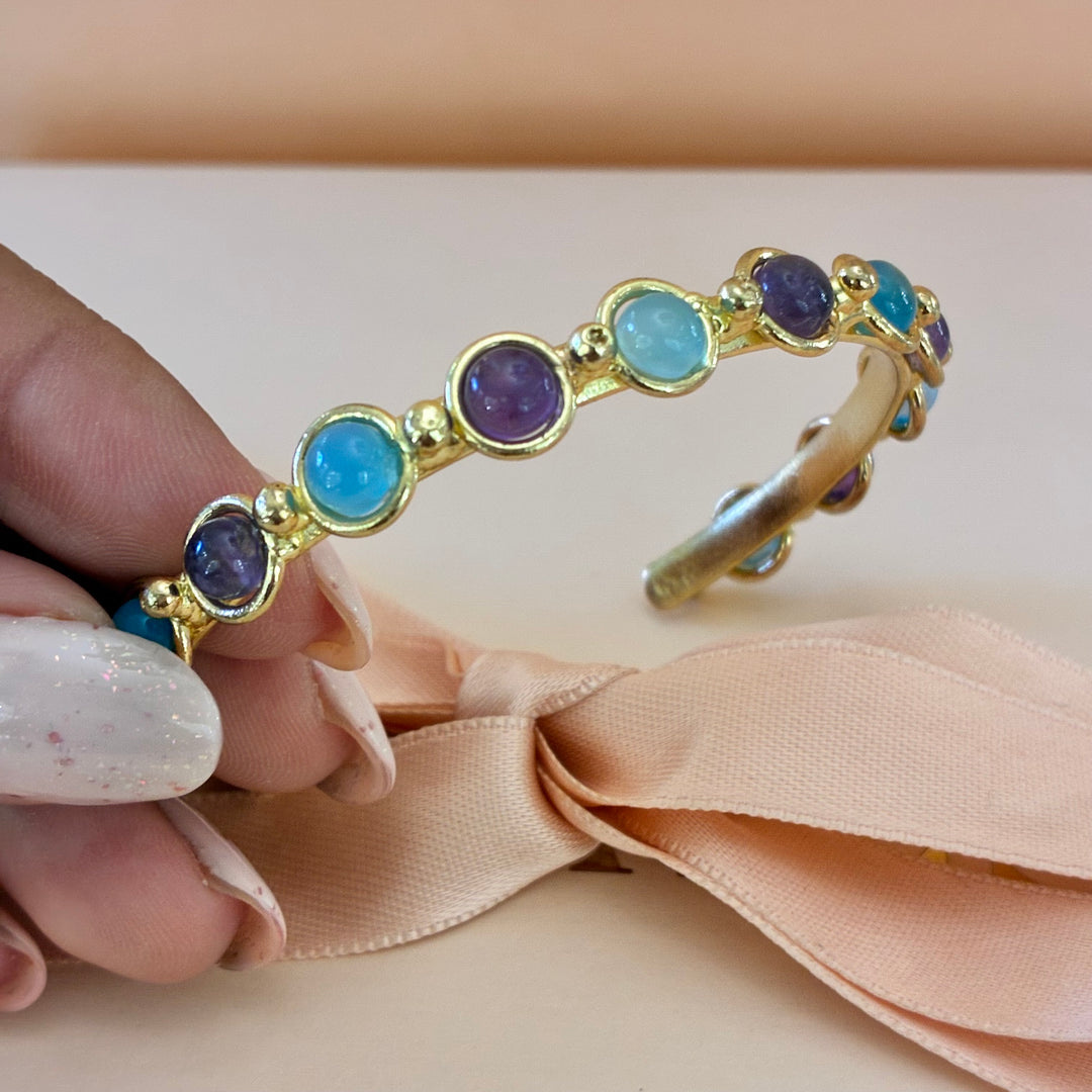 Handmade amethyst gold plated set