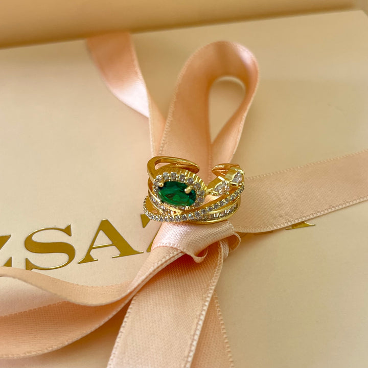 Crossed zircone ring