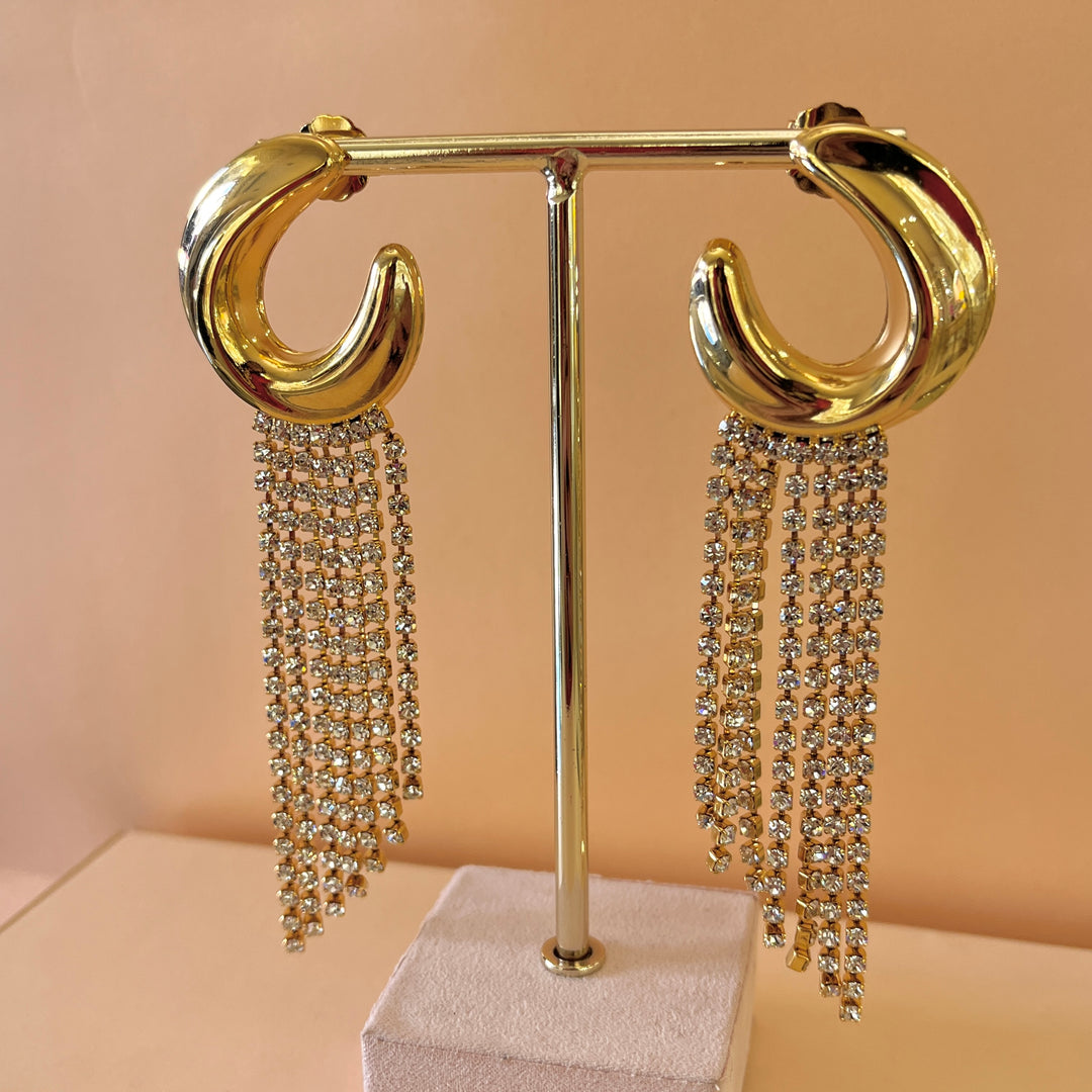 Swarovski crystals gold plated fringe earrings