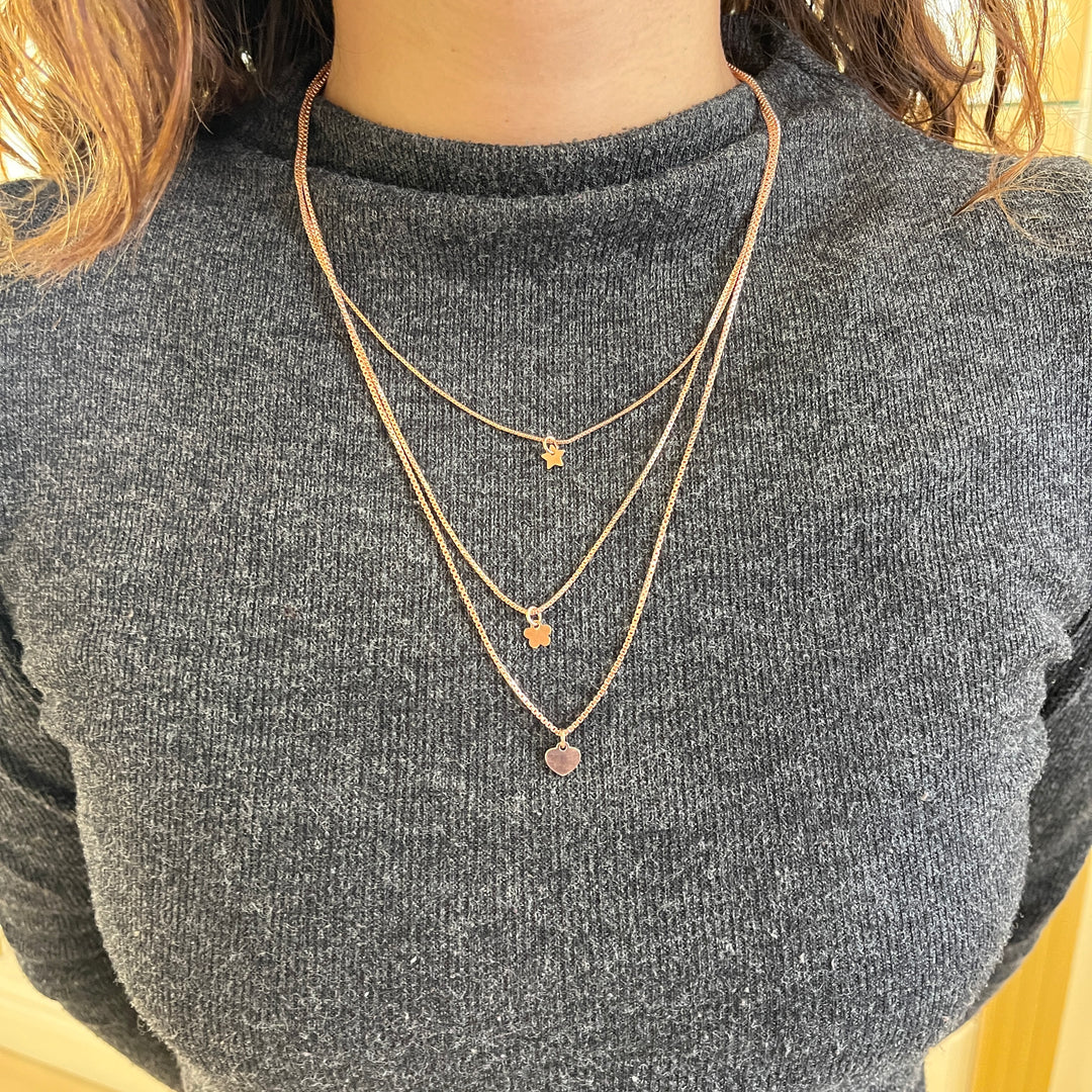 Rose Gold plated 3 rows necklace