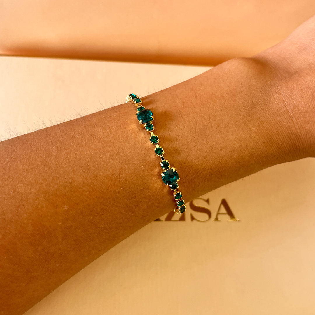 Dark green preciosa crystals bracelet