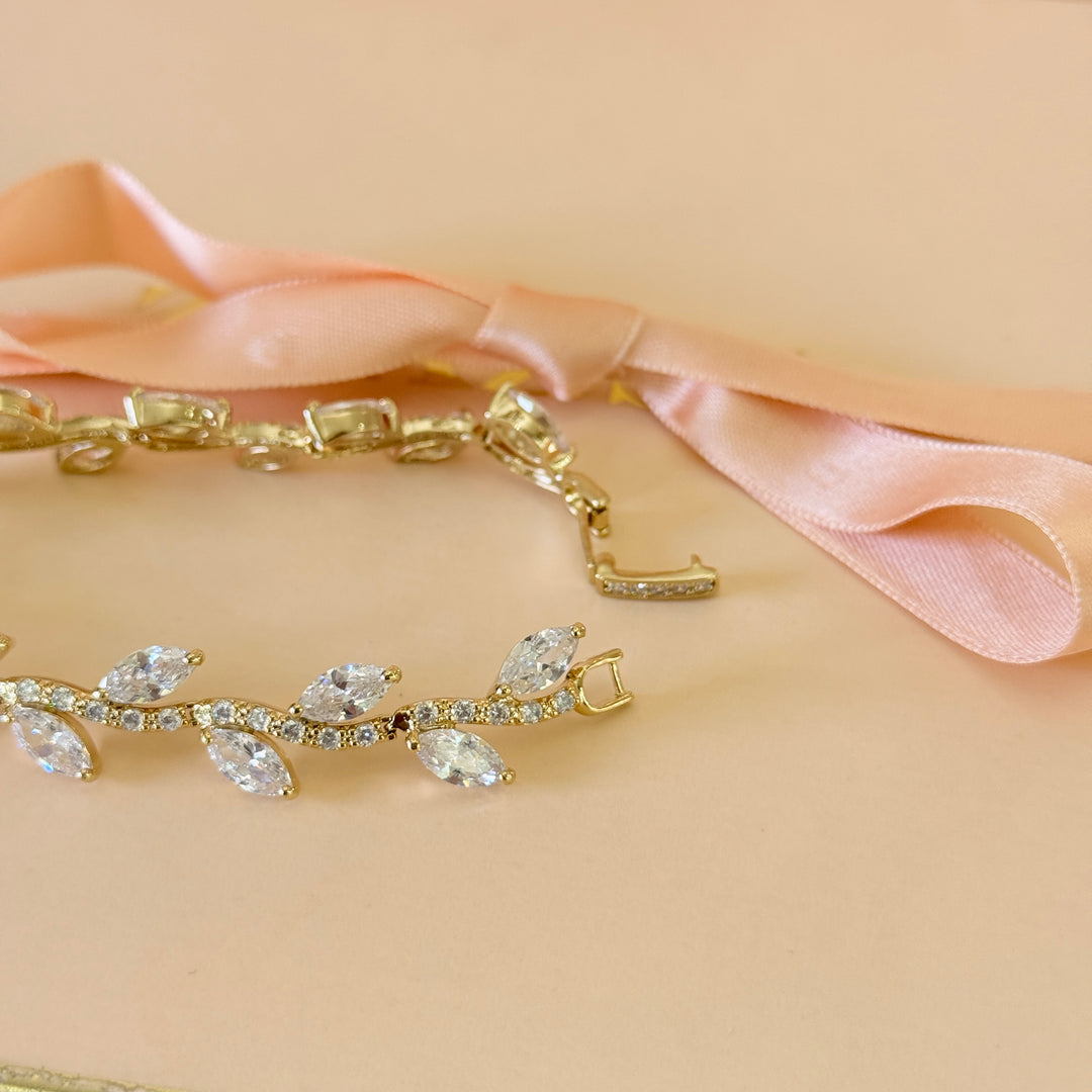 Zircone marquise gold plated bracelet
