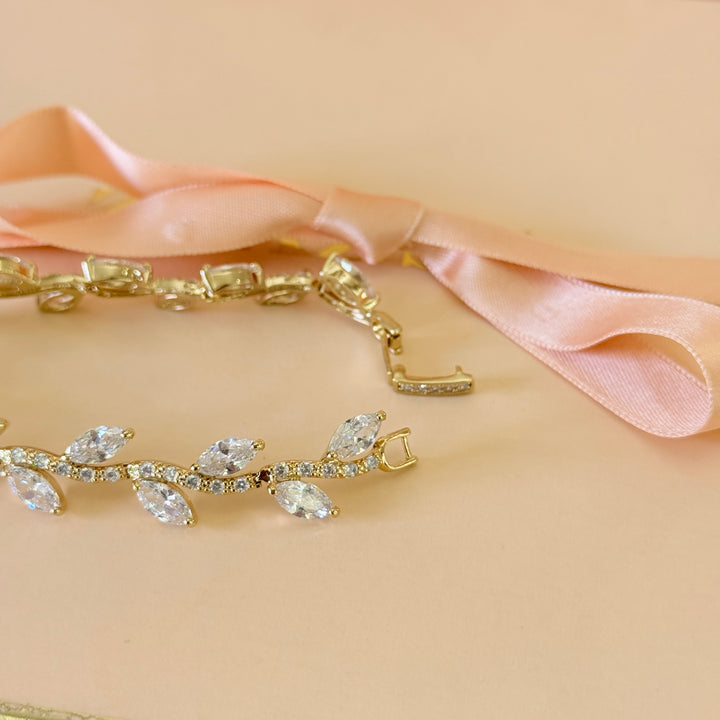 Zircone marquise gold plated bracelet