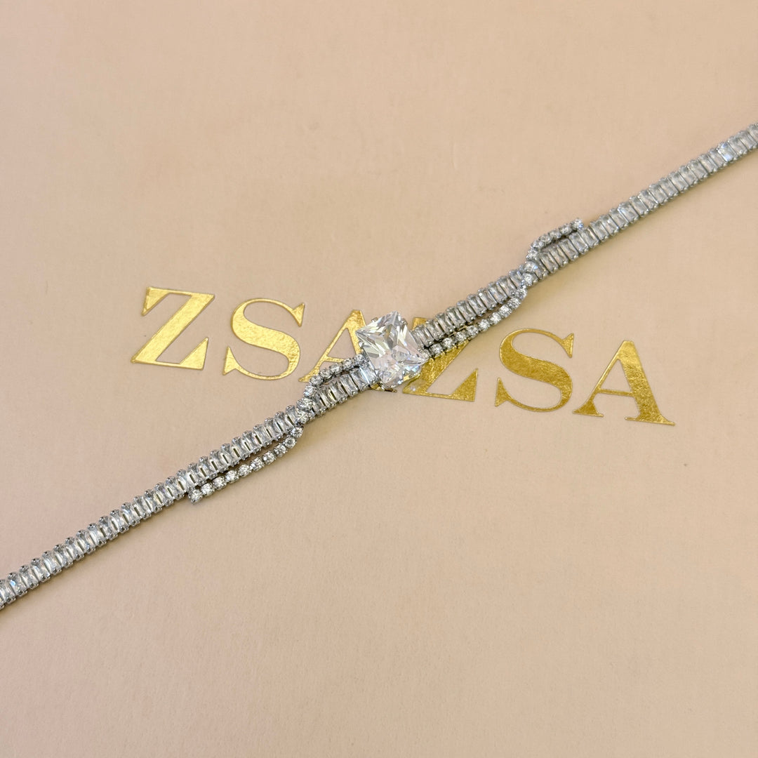 Zircone baguette silver bracelet