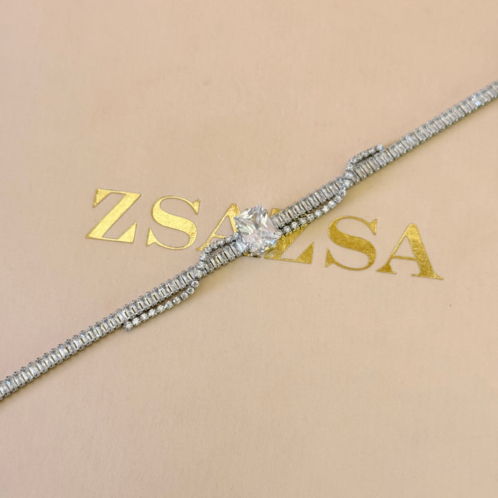 Zircone baguette silver bracelet