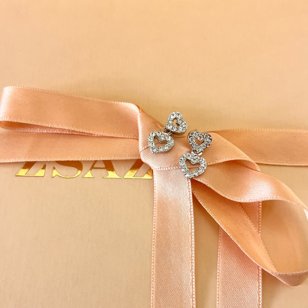 Swarovski crystals heart white gold plated set