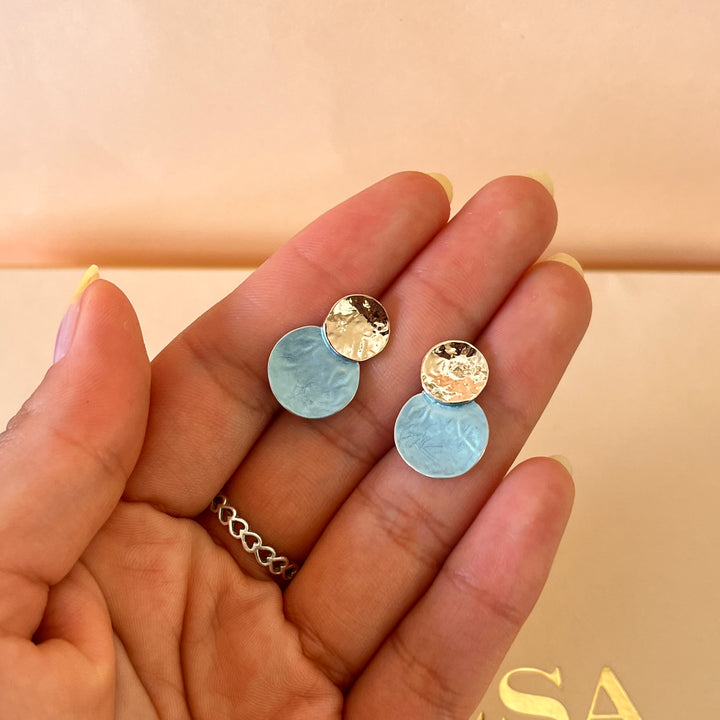 Enamel light turquoise studs earrings