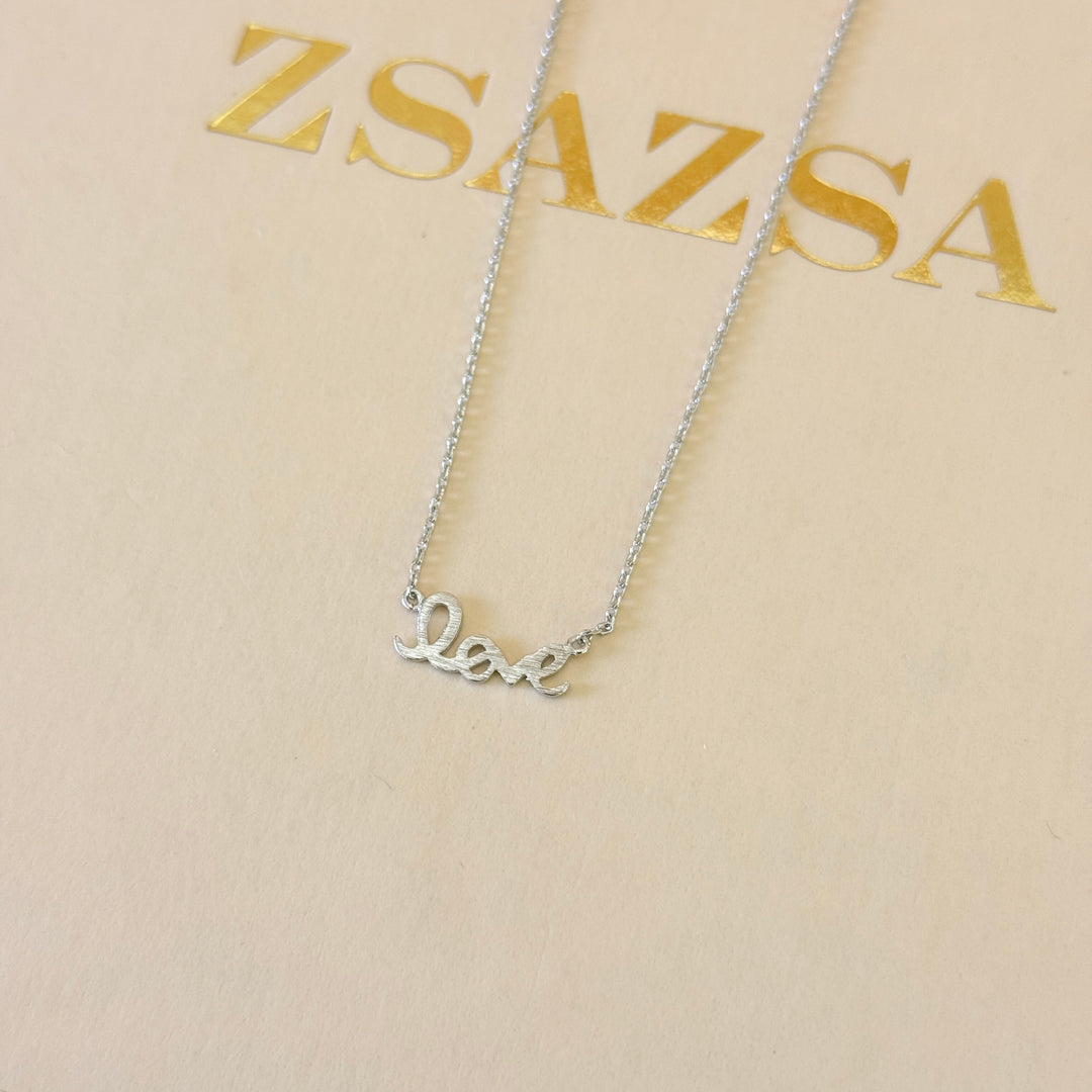 Plain dainty love silver pendant
