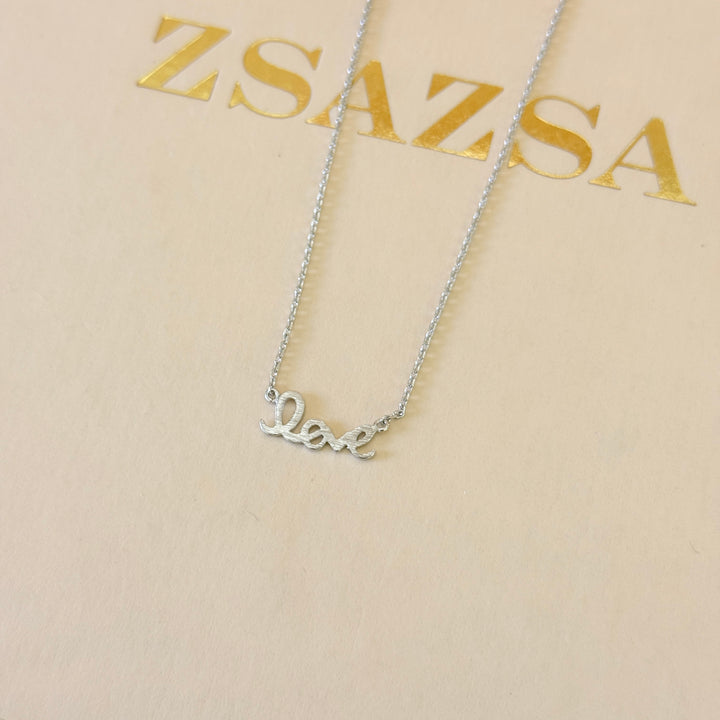 Plain dainty love silver pendant