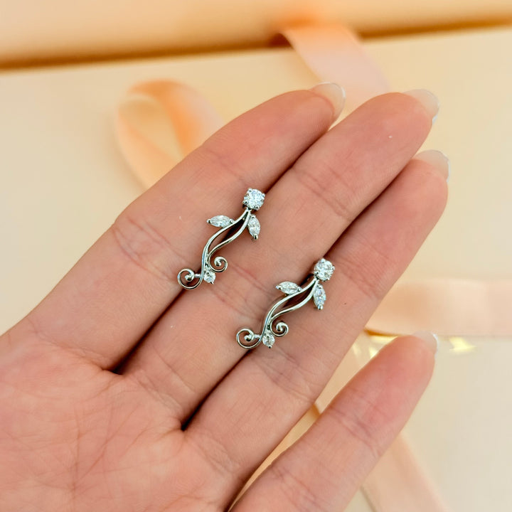 Leaves zircone silver earrings