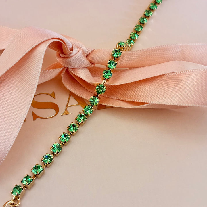 Dainty green Preciosa crystals bracelet