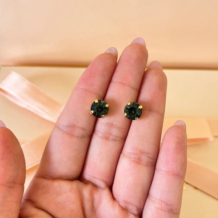 Grey round preciosa crystals studs