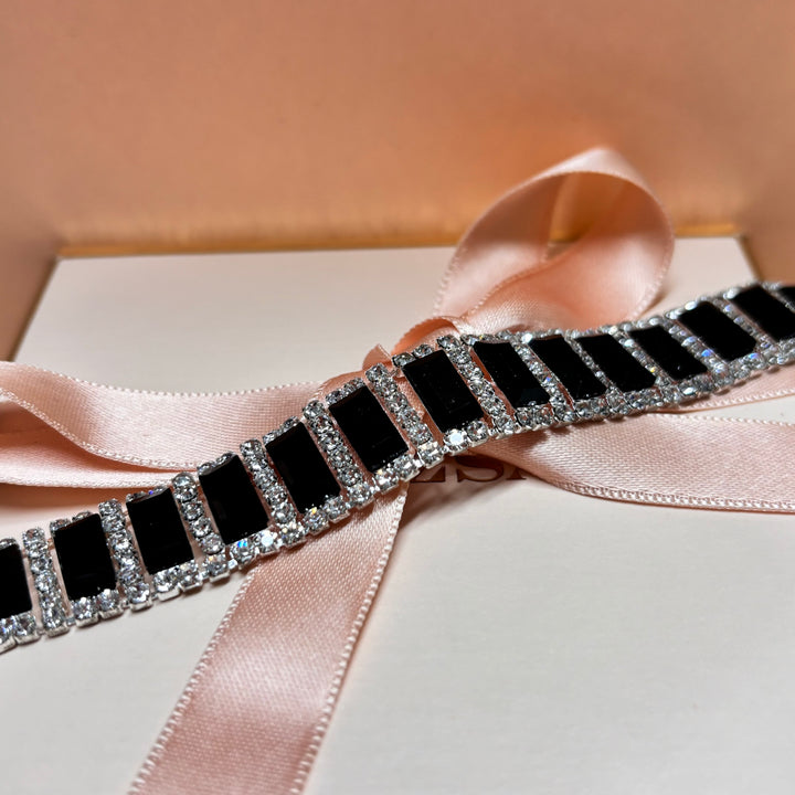 Rectangular black silver bracelet